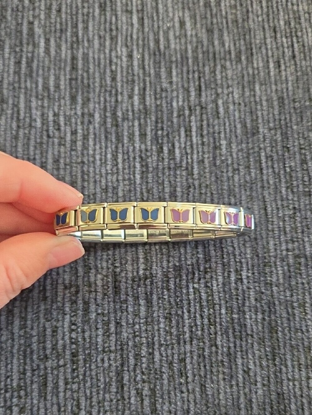 Italian Charm Bracelet Colorful Butterfly Link Bracelet - Multicolor Enamel NEW